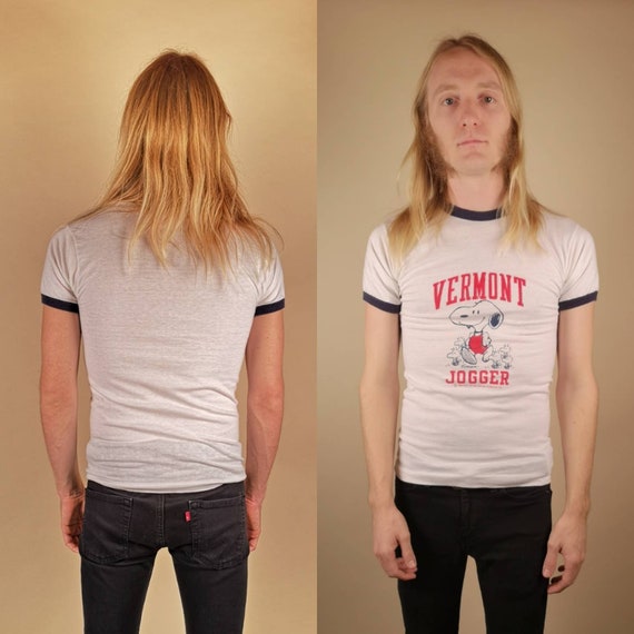 Vintage Snoopy Vermont Jogger Champion Ringer Tee