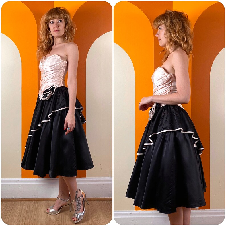 Vintage 90/'s Party Dress Strapless Crinoline Prom Gown 80/'s Prom Dress Small