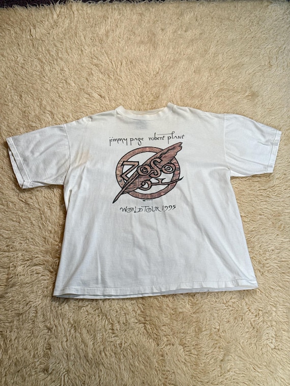 Vintage '95 White Jimmy Page & Robert Plant Zoso World Tour T