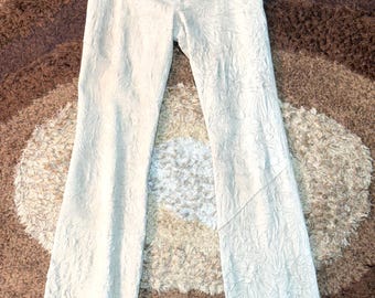 Vintage 90’s Beige Suede Crinkled Flared Pants Size Small