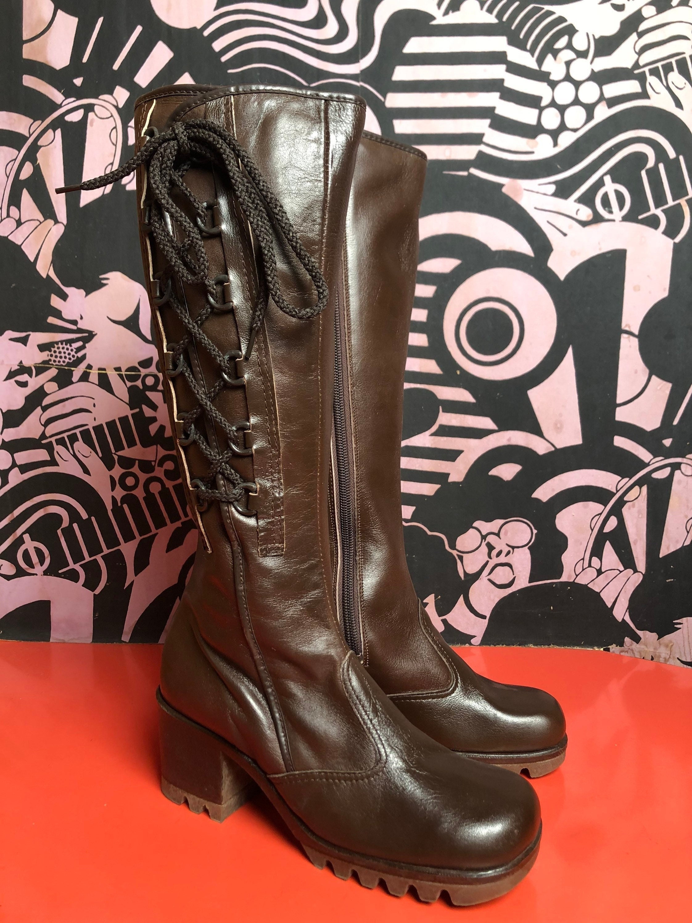Gianni Bini Tall Black Leather Red Bottom Women's Boots size 6.5M