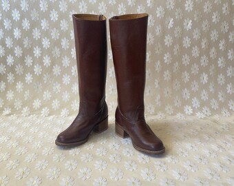 Brown Leather Riding Boots Double 