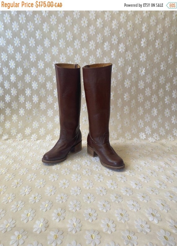 Brown Leather Riding Boots Double 