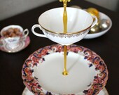 3 Tier Cake Stand, Golden Lace and Pink Floral Pattern, Royal Doulton & Middleport Pottery