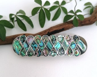 Hair Barrette, Art Nouveau Design, Hair Clip, Bridal Hair Accessory, Mexican Jewellery, Boho Accessories, Abalone Shell, Silver Plated