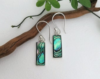 Abalone Earrings, Geometric Earrings, Mexican Jewelry, Abalone Jewelry, Dainty Earrings, Minimalist Earrings, Shell Jewellery, Abalone Inlay