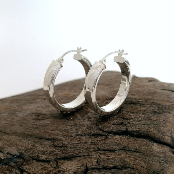 Sterling Silver Hoops, Hoop Earrings, Chunky Hoop Earrings, Mexican Jewelry, Statement Hoops, Sterling Silver Jewelry, Wide Hoop Earrings