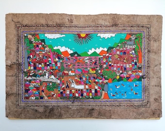 Mexican Wedding Folk Art Painting, Housewarming Wedding Gift, Hand Painted, 24" x 16"