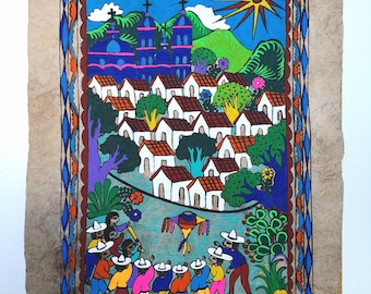 絵画、額入り、ハンドメイド、メキシコ