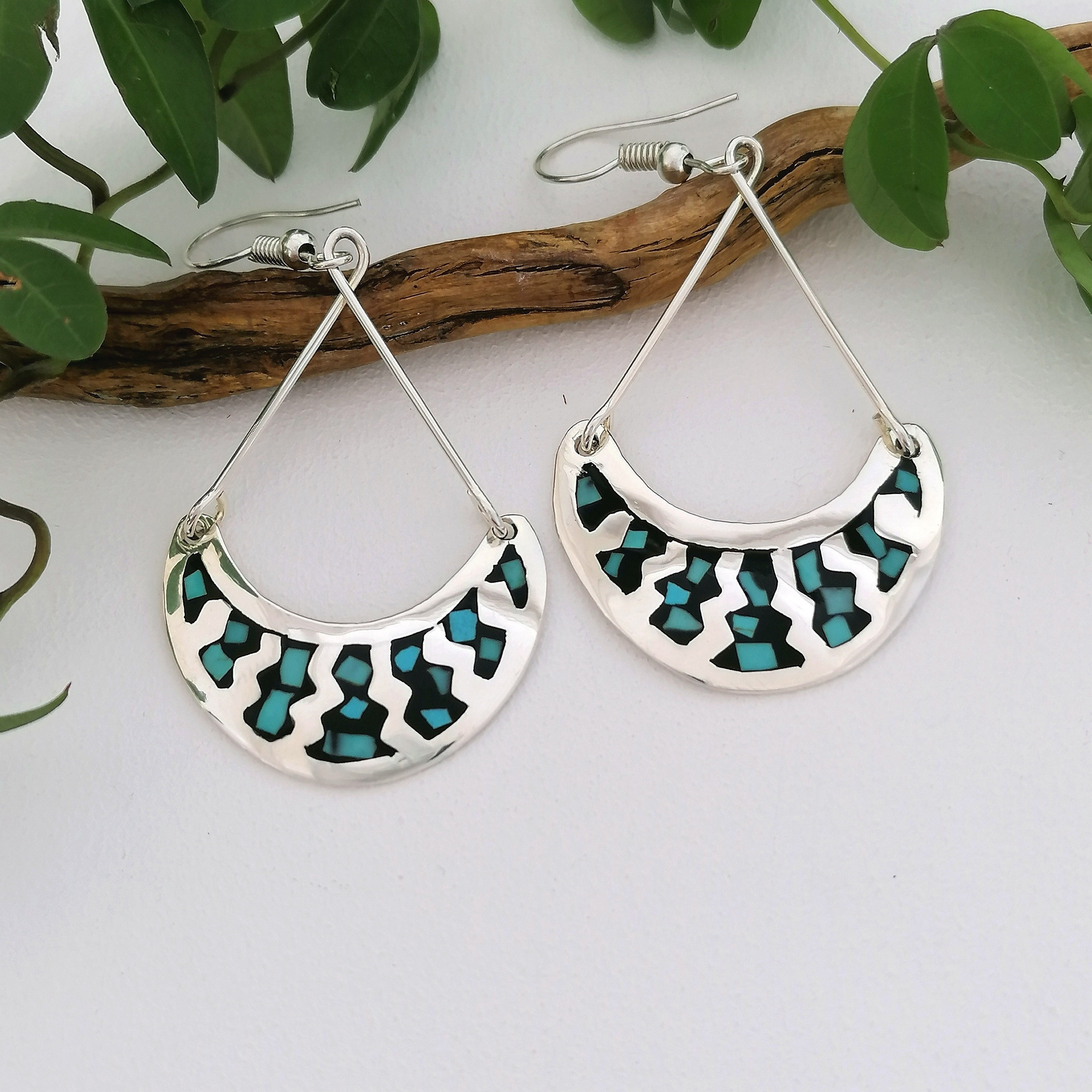 Kiva Store | Square Turquoise Dangle Earrings from Mexico - Turquoise  Squares