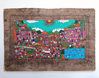 Mexican Wedding Folk Art Painting, Housewarming Wedding Gift, Hand Painted, 24" x 16"