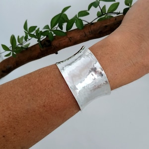 Wide Hammered Cuff, Statement Bracelet, Wide Silver Cuff, Hammered Bracelet, Statement Jewellery, Chunky Bracelet, Silver Plated