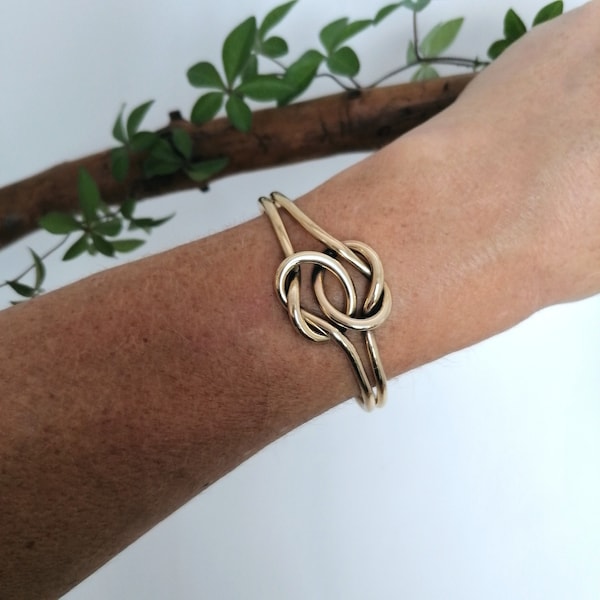 Love Knot Bracelet, Eternity Bracelet, Infinity Bangle, Mexican Jewellery, Gold Knot Bracelet,  Friendship & Love Bracelet, Solid Brass Cuff