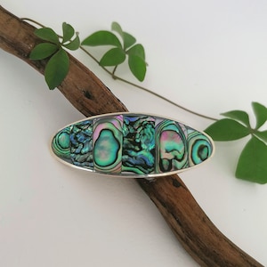 Mini Abalone Hair Barrette, Artisan Shell Inlay, Abalone Hair Clip, Handcrafted Mexican Jewellery, Small Hair Clip, Silver Plated