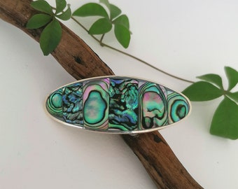 Mini Abalone Hair Barrette, Artisan Shell Inlay, Abalone Hair Clip, Handcrafted Mexican Jewellery, Small Hair Clip, Silver Plated