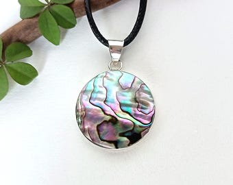 Abalone Pendant Necklace, Ocean Inspired Jewellery, Handcrafted Shell Inlay