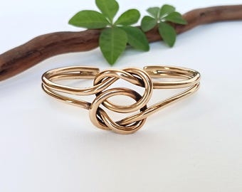 Love Knot Bangle, Handcrafted Solid Brass, Friendship Love Eternity Bracelet