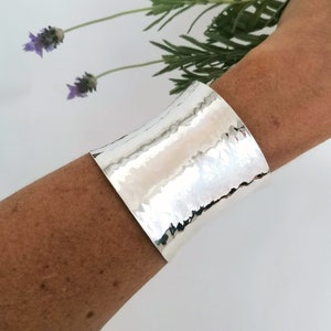 Wide Hammered Cuff, Statement Bracelet, Wide Silver Cuff, Hammered Bracelet, Statement Jewellery, Chunky Bracelet, Silver Plated