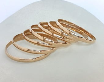 Set of 7 Brass Bangles, Handcrafted Mexican Semanario, Stacking Bracelets