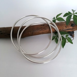 Set of 3 Bangles, Stacking Bracelets, Classic Bangle, Trio of Bangles, Mexican Jewelry, Stacking Bangles, Linked Bracelet, Silver Plated