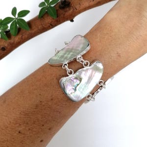 Mother of Pearl Bracelet, Handcrafted Mexican Jewellery, Statement Bracelet, Boho Jewellery, Chunky Bracelet, Iridescent Pearl Shell