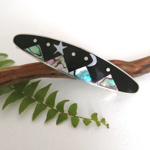 Abalone & Perlmutt Haarspange, Handgefertigte Muschel Inlay, Haarspange