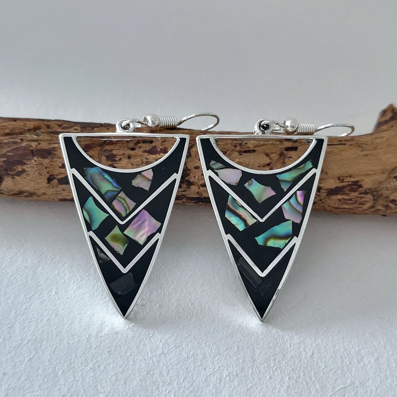 Shark-Tooth Shaped Abalone Earrings