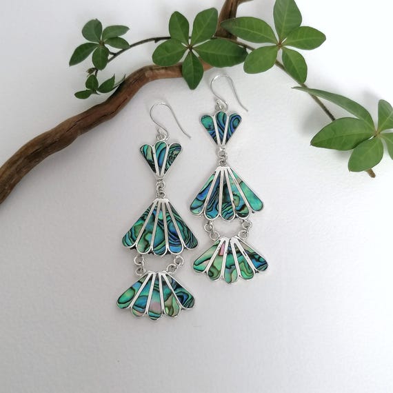 Sterling Silver Fan Abalone Earrings Sterling Silver Fan Abalone Earrings