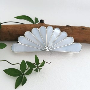 Perlmutt Haarspange, Jugendstil Design, Fächer Haarspange, Braut Haarspange, mexikanischer Schmuck, Boho Accessoires, versilbert