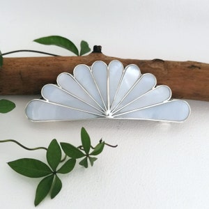 Barrette à cheveux en nacre, design Art nouveau, pince à cheveux éventail, accessoire pour cheveux de mariée, bijoux mexicains, accessoires bohèmes, plaqué argent