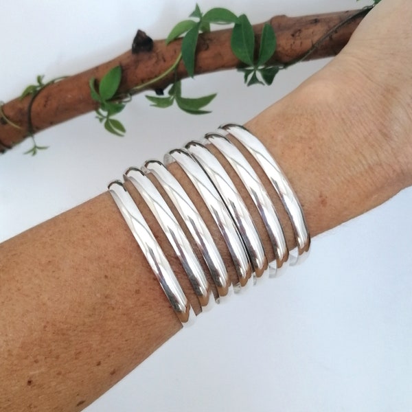 Set of 7 Bangles, Statement Boho Bracelets, Handcrafted Mexican Semanarios