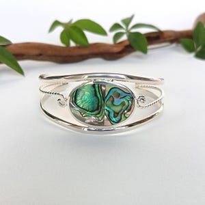 Armband met ingelegde abaloneschelp, handgemaakte Mexicaanse ambachtelijke sieraden, verstelbare manchet