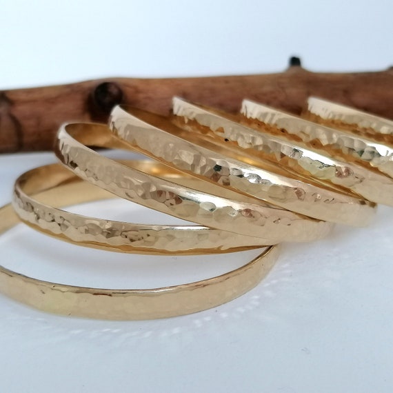 Set of 7 Bangles, Hammered Bangles, Stacking Bracelets, Semanario, 7 Day  Bangles, Mexican Jewellery, Thick Sparkly Bangles, Brass Bangles - Etsy