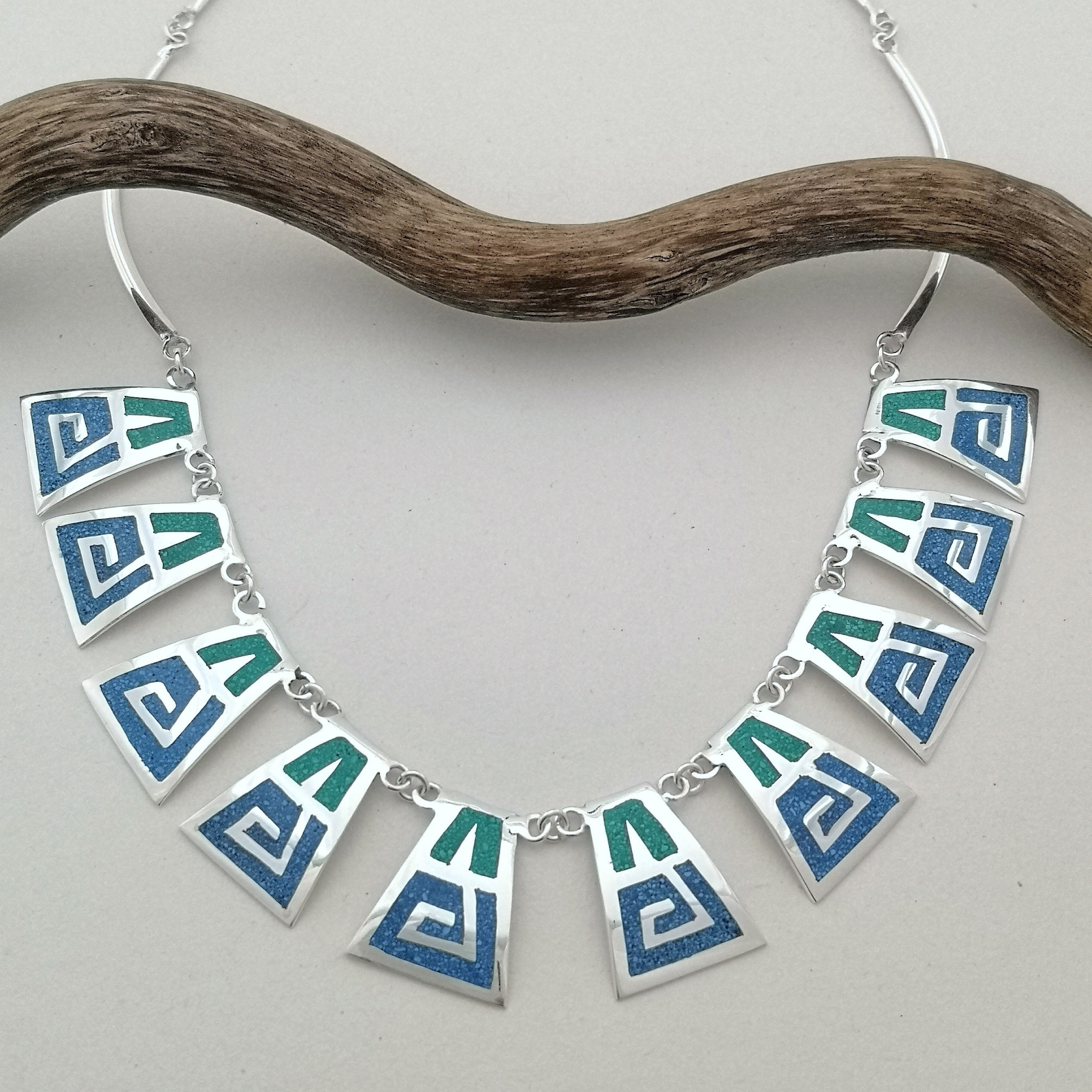 Aztec Necklace Turquoise Necklace Art Deco Choker Mexican Etsy