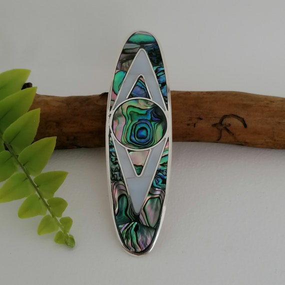 Abalone Hair Clip, Mother of Pearl Hair Slide, Art Deco