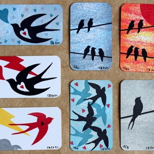Mini cartes à imprimer/à collectionner. (Ensemble B) Quatre cartes LUCKY DIP - Quatre mini-cartes faites à la main scellées dans une enveloppe dans un emballage imprimé à la main.