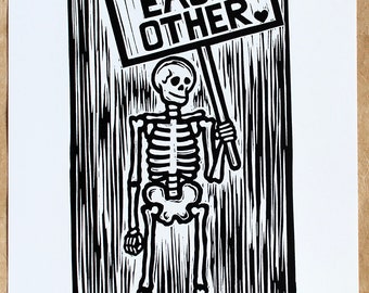 Life Is short, Love Each Other - a linocut print - Signed Artists Proof.