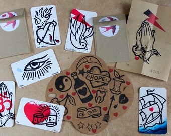 Tattoo Art Mini Prints: Handmade Trading Card Set