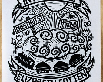In Memory Of Elizabeth Cotten - ein Linoldruck auf handgeschöpftem Himalaya Papier - signiert und datiert Artists Proof