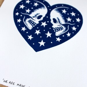 We Are Made Of Stars  Blue edition  a handmade linocut print image 2