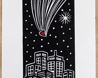 A Christmas Miracle - a handmade linocut print - Signed, Numbered Edition of 90