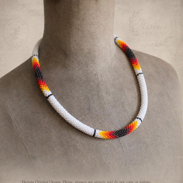 Sunburst Beaded Necklace in Native Inspired Style, Ethnic Boho Jewelry
