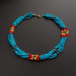 Multistrand Native Style Necklace Turquoise Native Style Inspired Choker Southwest Style Choker Boho Beadwork Necklace MADE TO ORDER