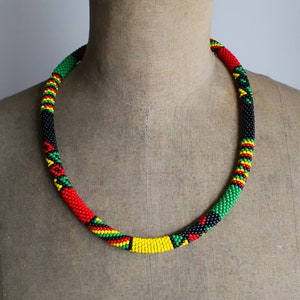Rasta Style Necklace, African Style Necklace, Reggae Inspired Necklace, Rasta Colors Necklace, Beaded Jewelry, Ethnic Necklace MADE to ORDER