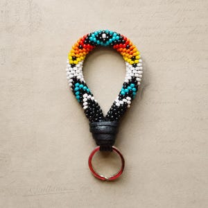 Black and Turquoise Beaded Cellphone Charm / Keychain – Ethnic Style Jewelry Accessory