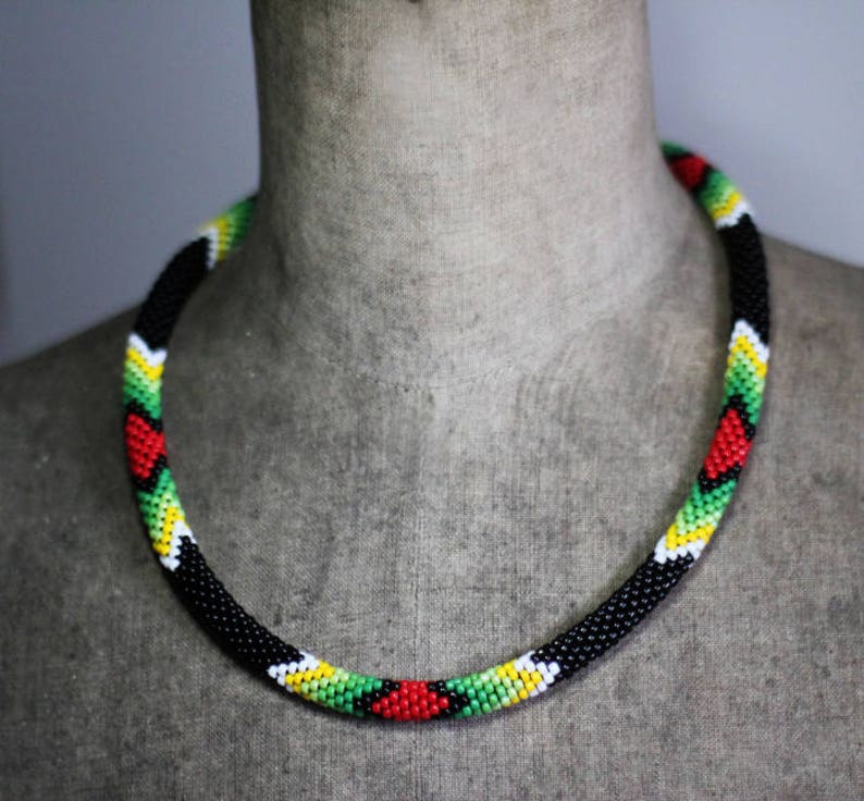 Black and Green Native American Inspired Bracelet Handbeaded Bracelet Bead Crochet Rope Ethnic Southwestern Style Bracelet MADE TO ORDER