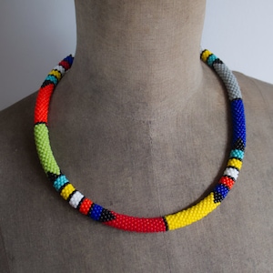 African Inspired Necklace, Ankara Style Necklace, Multicolor African Style Necklace, Tribal Necklace, Beaded Necklace - MADE TO ORDER