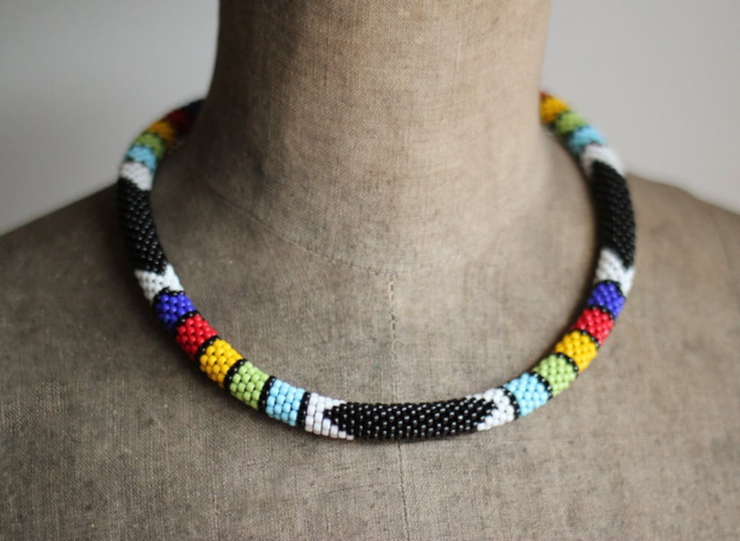 Black Zulu Style Necklace African Style Necklace Tribal Etsy