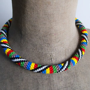 Native Inspired Necklace, African Style Necklace, Colorful Necklace, Tribal Necklace, Ethnic Style Necklace, Bead Crochet - MADE TO ORDER