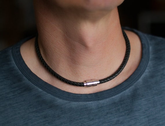 Mens Leather Necklace Magnetic Clasp Man Necklace Mens - Etsy | Mens  leather necklace, Leather necklace, Men's necklace